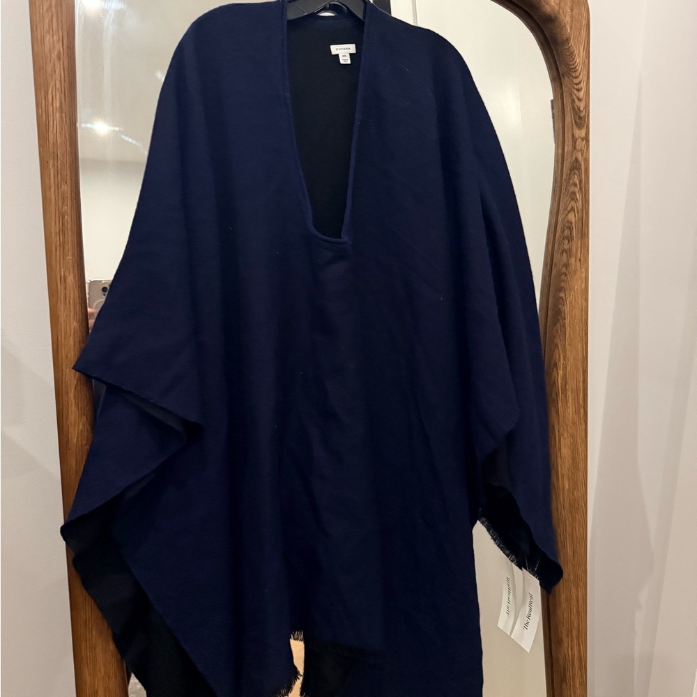 Cuyana Navy Blue Poncho